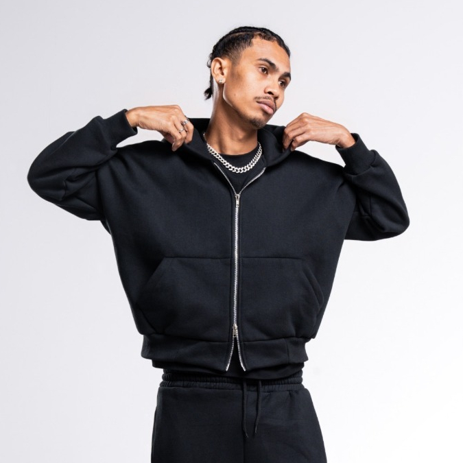 DOOMMARKET - Hoodie Boxy Double Zipper JORN Hitam / Hoodie Zipper Boxy / Hoodie Double Zipper / Hood