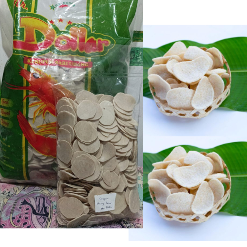 

Kerupuk sari udang 500 gr bentuk bulat rasanya gurih