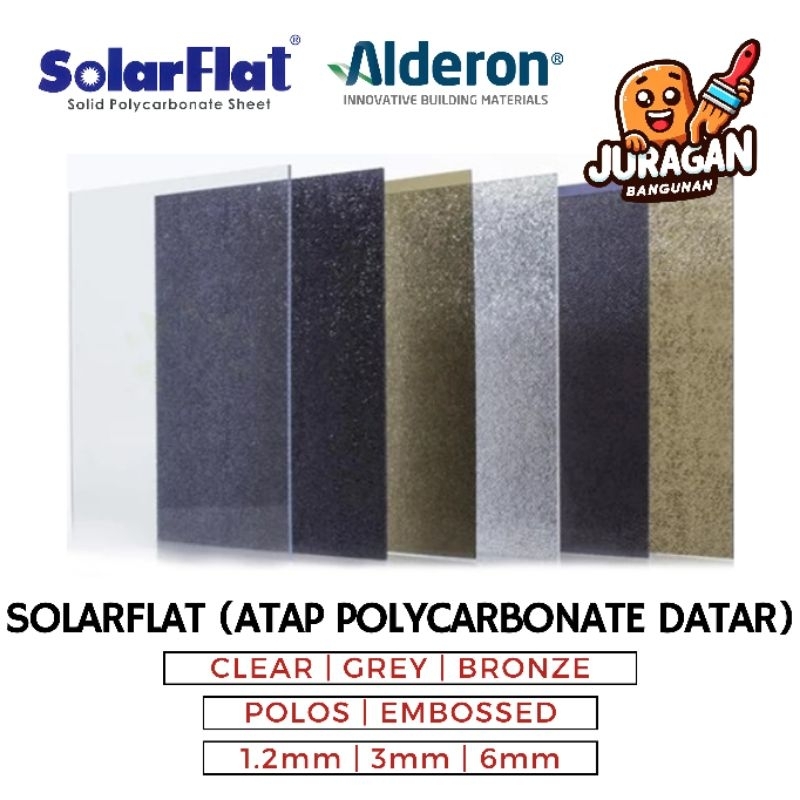 ALDERON SolarFlat (Atap Polycarbonate Datar) | SolarTuff Solid Tembus Cahaya | Kanopi Sliding Sledin