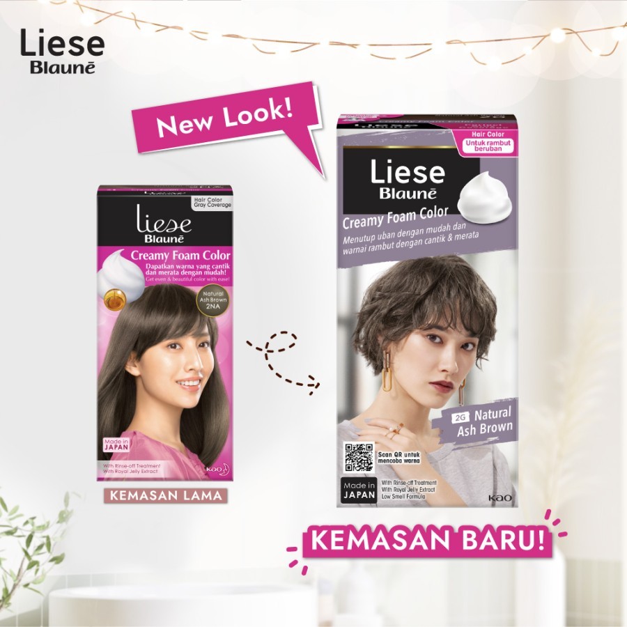 Liese Blaune Bubble Hair Color Foam Natural Ash Brown 2G - Cat Rambut