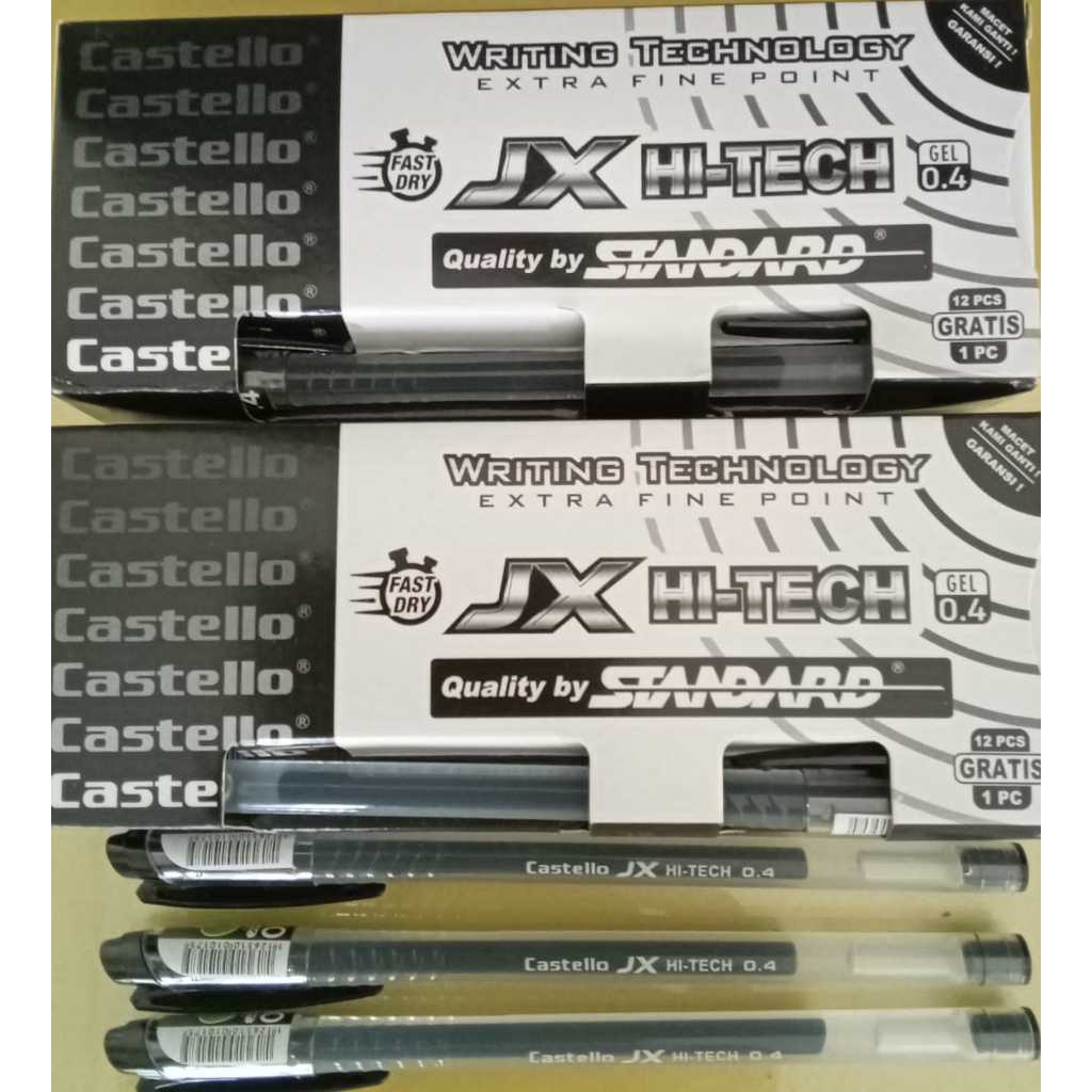 

Pulpen Castello JX Hi-Tech Standard Gel 0.4 Hitam Ballpoint Pen