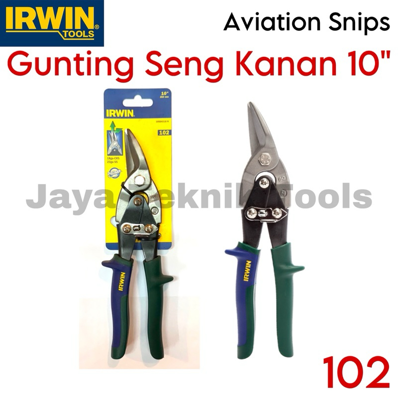 Gunting Seng Irwin Kanan 10" inch 102 / Plat Besi Aviation Snips Baja Ringan Aluminium