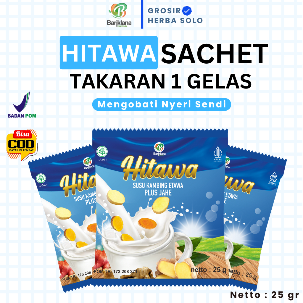 

[BISA COD + GARANSI] Hitawa Susu Kambing Plus Jahe | Mengobati Nyeri Sendi dan Tulang | Menghambat Osteoporosis isi 25 gr