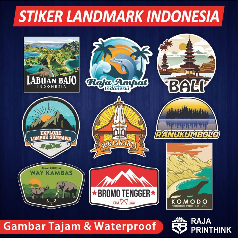 

Sticker Stiker Wisata Indonesia / Stiker Gunung / Stiker Landmark / Stiker Motor Mobil Laptop Tumbler Waterproof