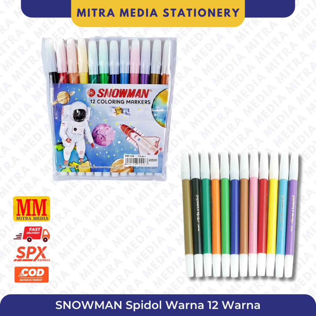 

Spidol Warna Snowman Marker 1pack (12PCS)