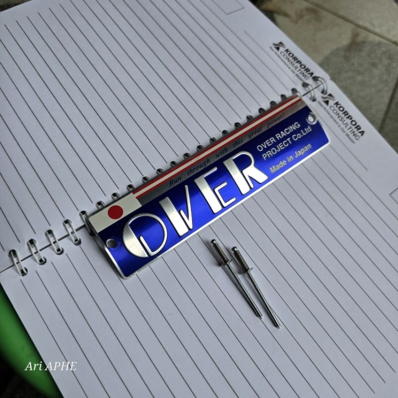 emblem logo knalpot OVER RACING original JAPAN utk knalpot over racing klx 150 230 240 crf 150 250 d