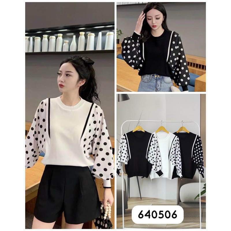 Frendi collection | Atasan blouse kelelawar polkadot, Blouse polkadot import, atasan premium import 