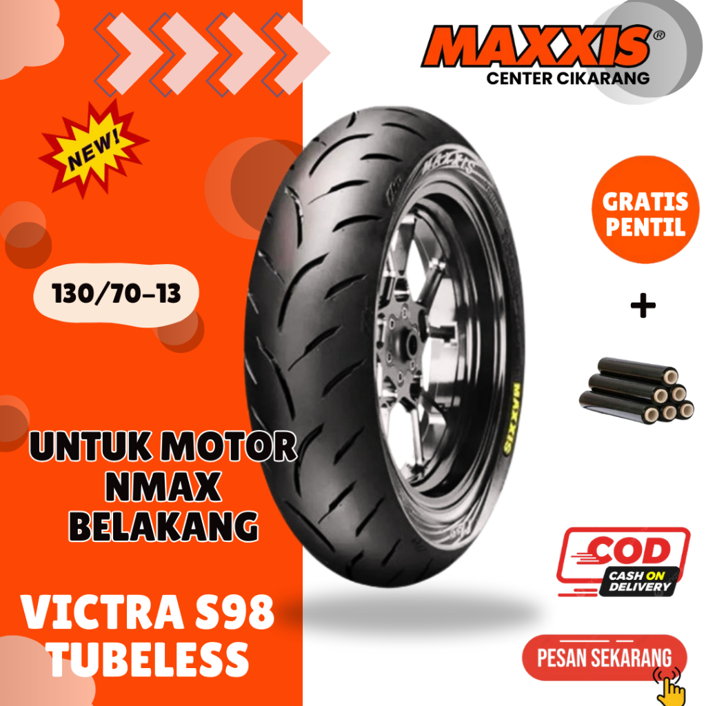 GRATIS PENTIL+WRAPPING MAXXIS VICTRA 98 CT 130 / 70 - 13 / BAN MAXXIS 130/70-13 / 130-70-13 TUBELESS