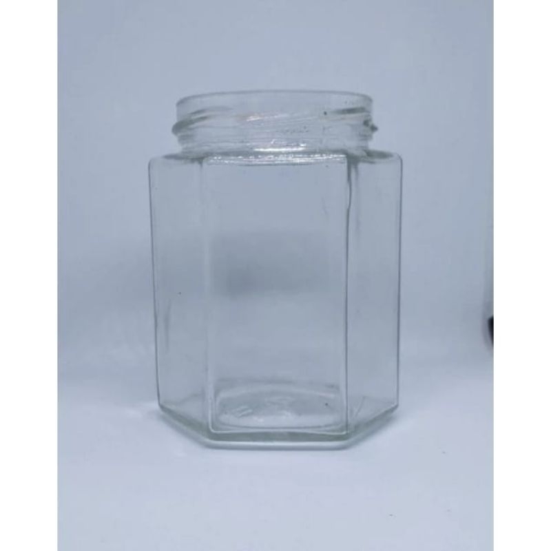 Toples kaca jar hexagonal 200 ml toples kaca jar botol segi enam