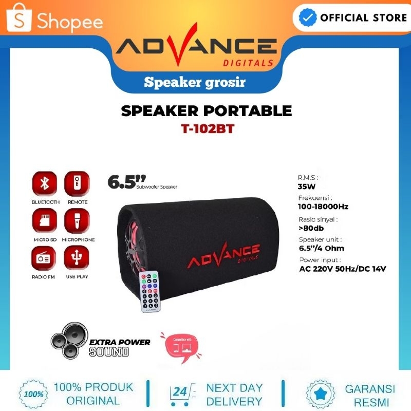 Advance T102 BT Speaker Bluetooth Portable + Subwoofer System T-102BT