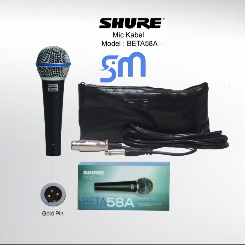 Mic Shure Beta 58 A mic kabel shure beta 58a socket gold tanpa switch