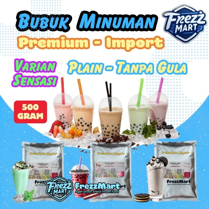 

Bubuk Minuman 500gr Varian Sensasi Plain Tanpa Gula Premium Import Bubble Powder Drink Milkshake Ice Drink Instan RedVelvet BlueVelvet Black White Oreo Taro Vanila Blue BlackCurrant Peppermint Hazelnut Bubble Gum.