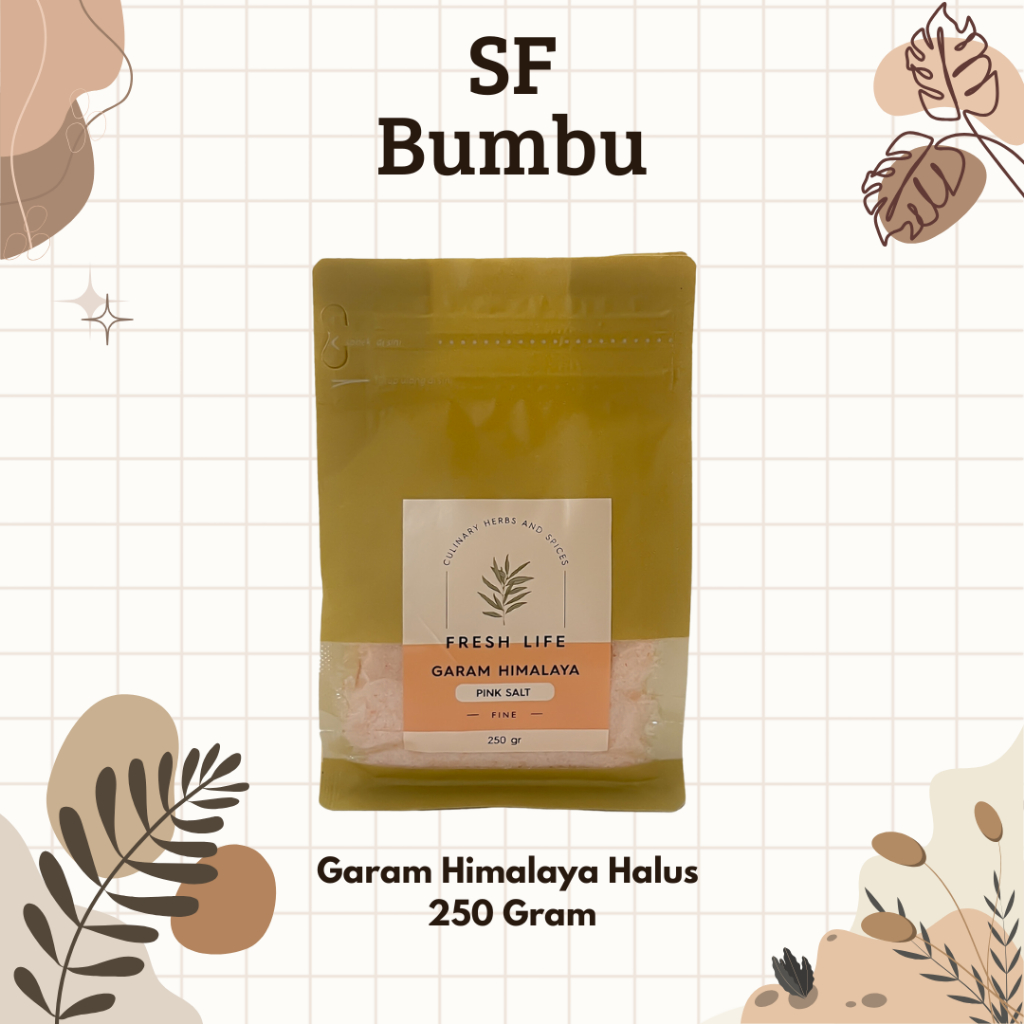 

Fresh Life Garam Himalaya Pink Salt Halus 250 Gram Kemasan Pouch/Refill Bumbu Rempah Indonesia Alami