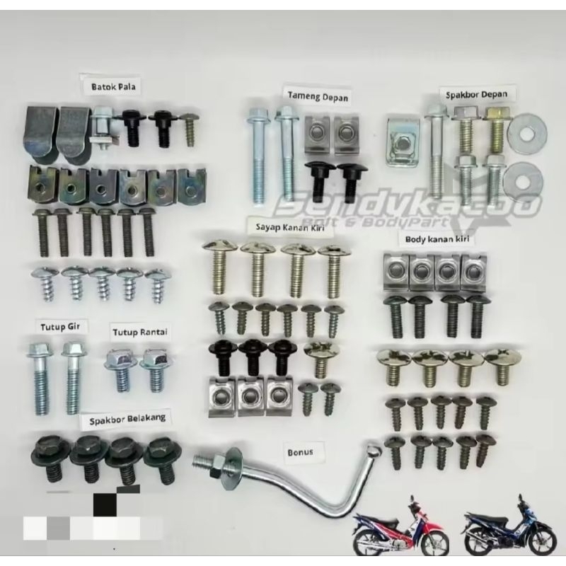 Baut Supra X 125 Full Set / Baut Body Supra X 125 Batman Full set Baut Supra X 125 Full Set / Baut B