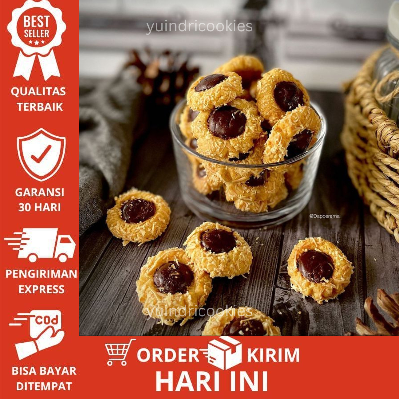 

Thumbrint Nutella Cheese Cookies | Kue Choco Cheese Thumbprint kue kering lebaran | Tamprin Nutella Enak 1/4 kg