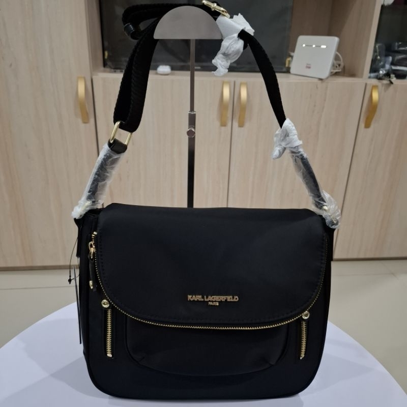 Karl Lagerfeld Cara Messenger Bag Crossbody_Nylon_Gold Hardware