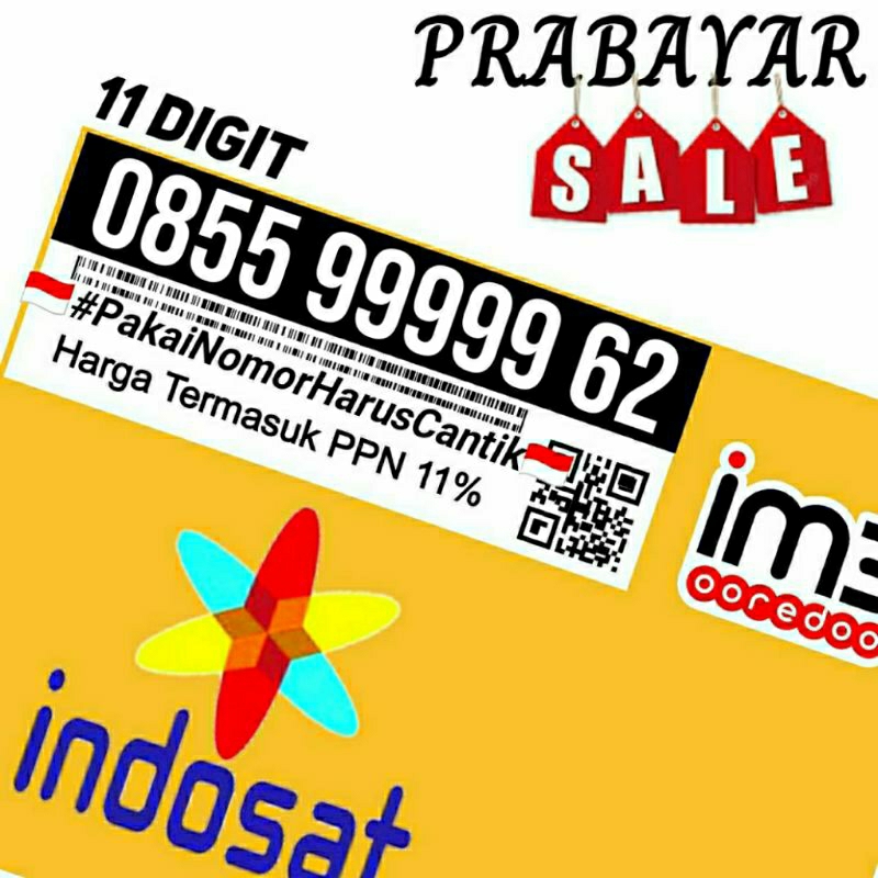 Nomor cantik Indosat IM3 Ooredoo 11 digit hoky 168