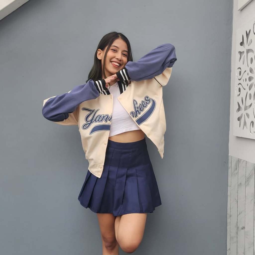 YANKESS Jaket Varsity Crop Wanita Jacket Baseball Varsity Croope Bomber