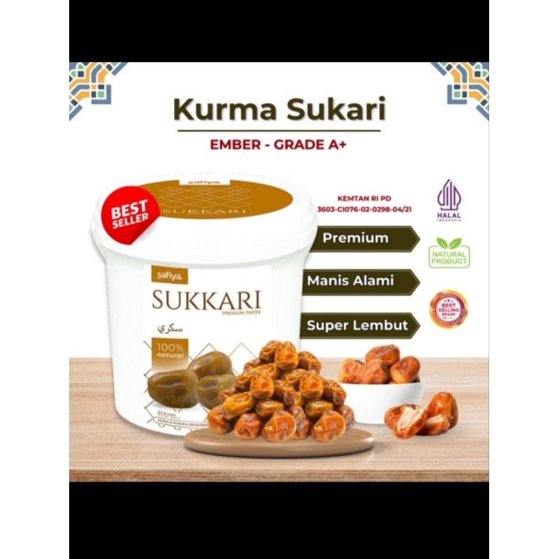 

Kurma Sukkari Safiya Ember Berat Bersih 850gr