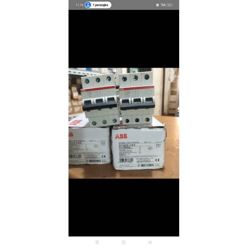 MCB ABB 3PHASE 63A SH203 c63