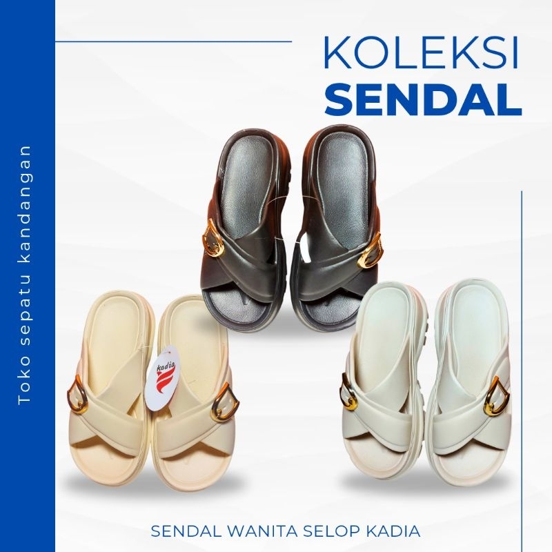 Sandal Selop Kadia Plastik Jelly Wanita Cewek Tahan Air Harian Karet - Shoes Sendal