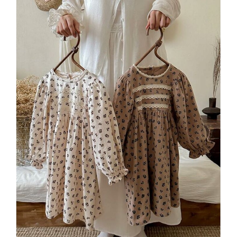 Hnz Kasacima- Vintage earth tone by Dudu cream//dress anak import //dress anak Korea