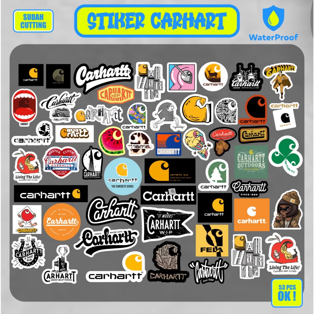 

STIKER BRAND PAKET CARHARTTT ISI 53 PCS BRAND TERLARIS STIKER BRAND GRAFTAC WATERPROOF TERBARU