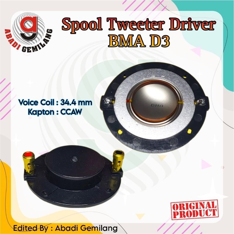 Spool Tweeter Driver BMA D3/Spul Twiter 34.4mm Driver BMA D3 ORI