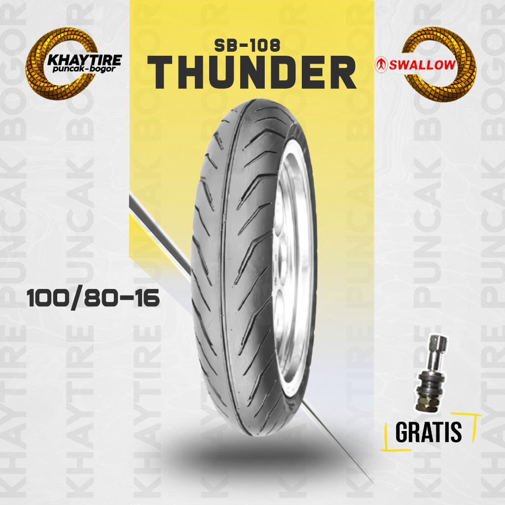 Ban Motor NOUVO SKYWAVE HAYATE SWALLOW THUNDER 100/80 Ring 16 Tubeless