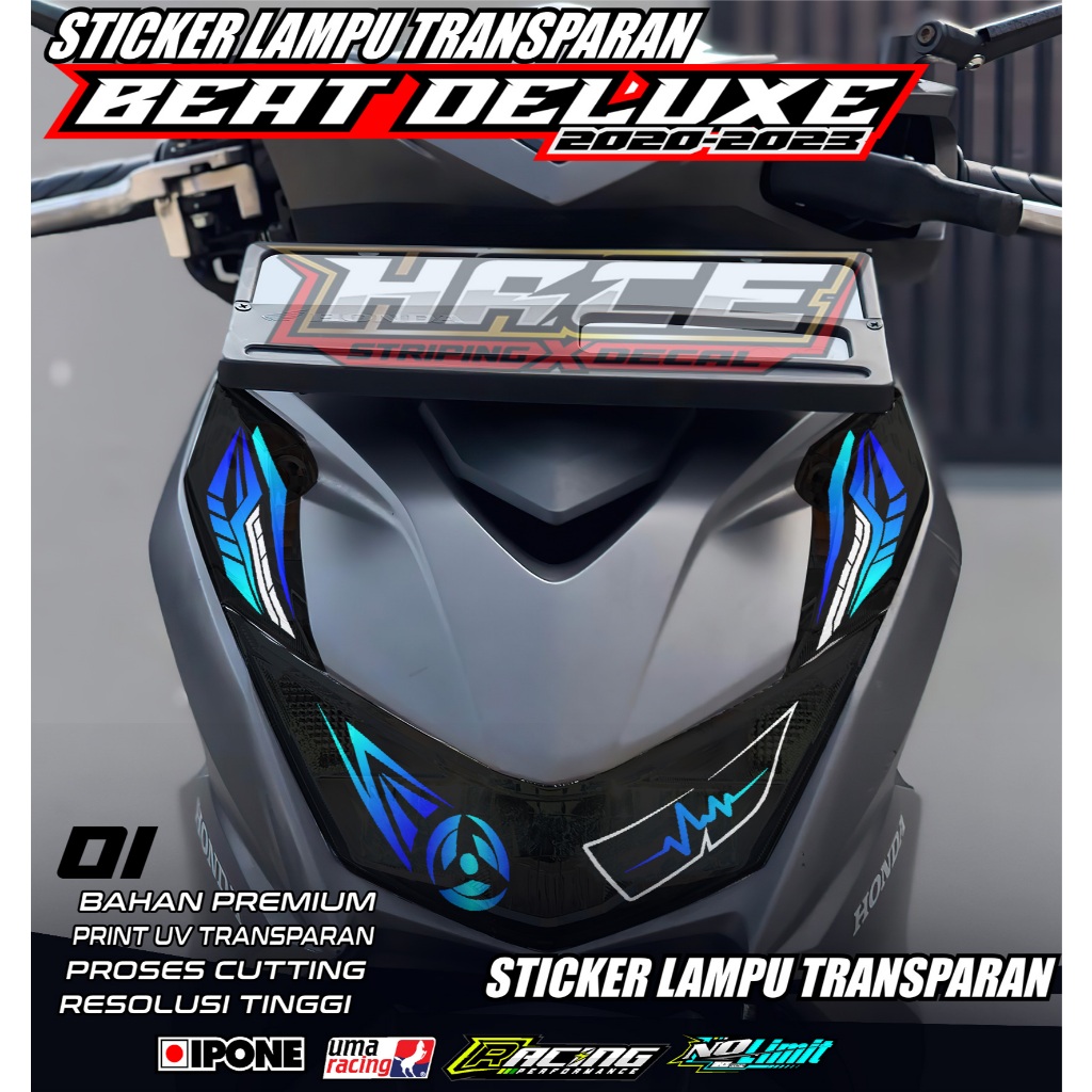 KODE 01 STICKER ALIS LAMPU MOTOR BEAT DELUXE 2020-2023 - STICKER ALIS DEPAN LAMPU MOTOR BEAT DELUXE 