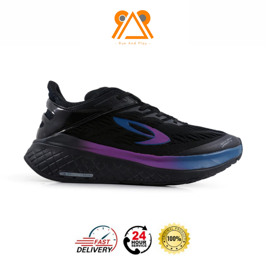 Sepatu Lari 910 Nineten Kanzaki 1.0 Hitam/Biru/Ungu Daily Run Shoes