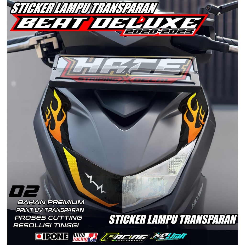 KODE 02 STICKER ALIS LAMPU MOTOR BEAT DELUXE 2020-2023 - STRICKER ALIS LAMPU DEPAN BEAT DELUXE