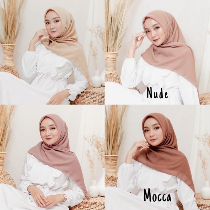 ( diolyn.id ) HIJAB BELLA SQUARE warna COKSU NUDE MOCCA MILO | Jilbab segiempat segi empat paris pre