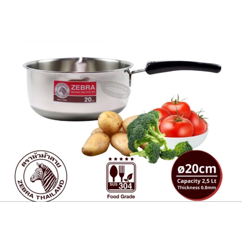 Sauce pan Zebra 20 cm panci susu Zebra Panci gagang