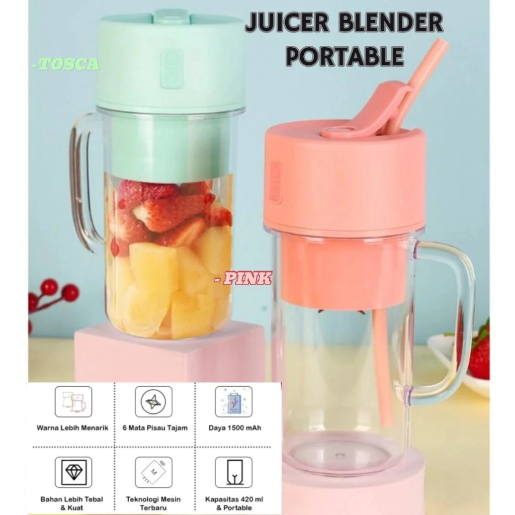 Blender Juicer Gelas Portable Mini 340Ml Juicer Portable 6 Pisau Listrik Usb Juice Blender Buah Mini