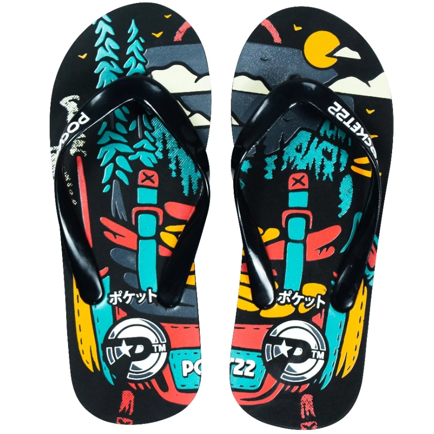 SANDAL POCKET22 SLIP HITAM - SANDAL DEWASA - SANDAL PRIA - SANDAL DISTRO