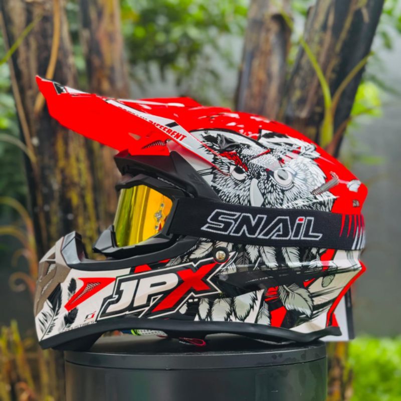 Helm Cross JPX X13 Owl Red Fluo