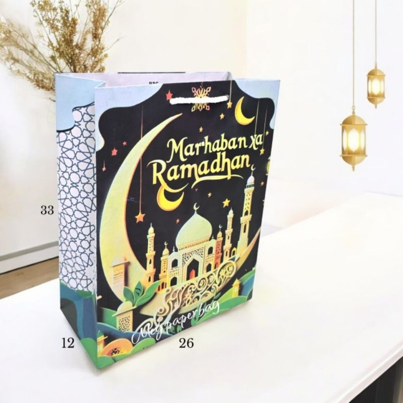 

ISI 12 (1 Lusin) Paper Bag Idul Fitri Uk 26x33 Motif Masjid