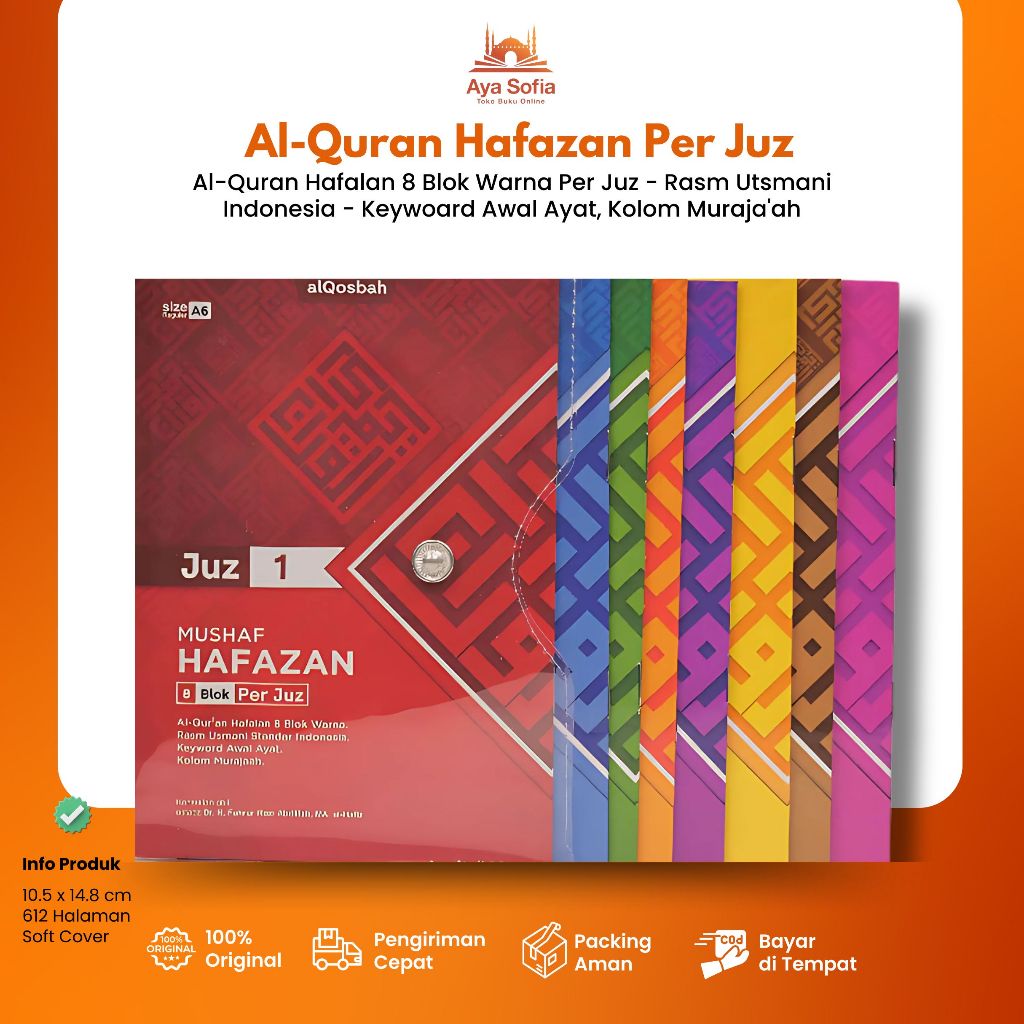 QURAN PER JUZ (JUZ 1-30) A6 SAKU MUJAZA AL-QUR'AN HAFAZAN 8 BLOK - Al Qosbah