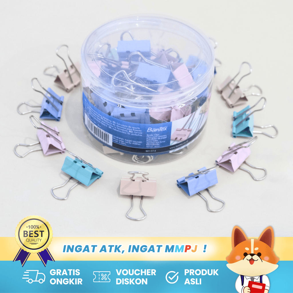 

Bantex Binder Clip Warna Pastel Ukuran 48mm Isi 48 PCS - Penjepit Kertas Dokumen Praktis BD1514