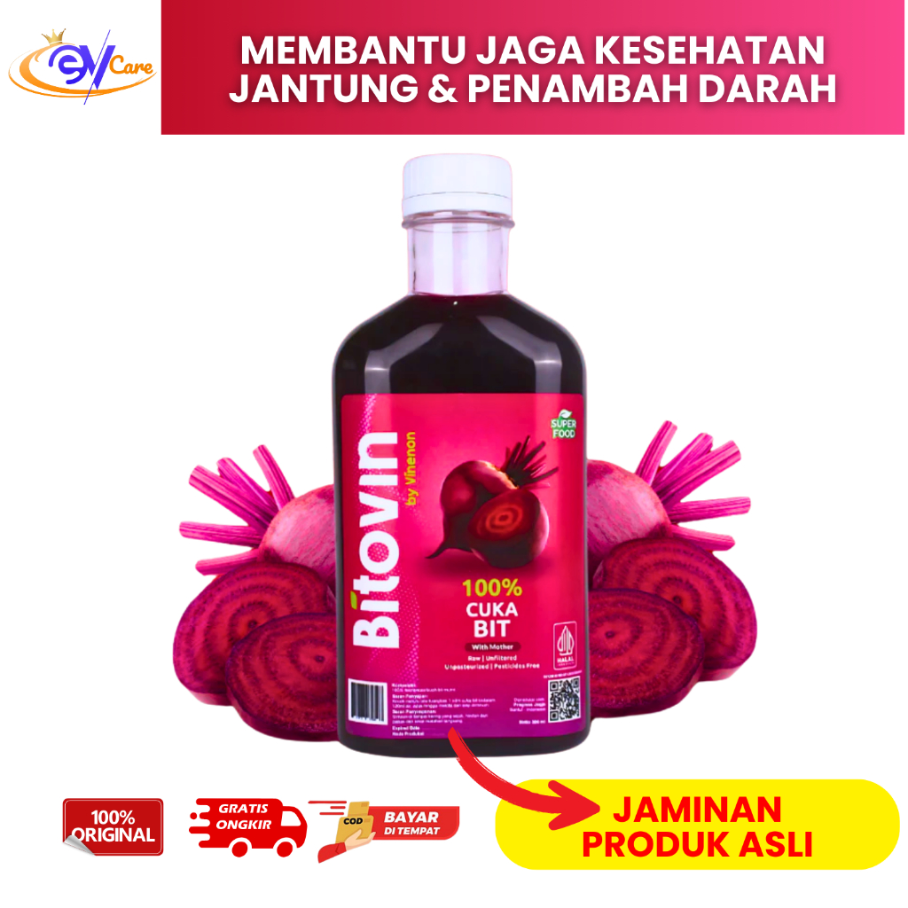 

Bitovin Cuka Buah Bit With Mother Solusi Kesehatan Jantung Penambah Darah Alami