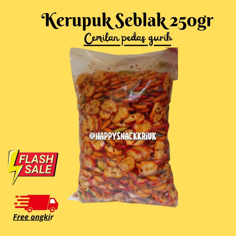 

KERUPUK SEBLAK CIKRUH DAUN JERUK PEDAS GURIH - 250gram ( Happy Snack Kriuk )