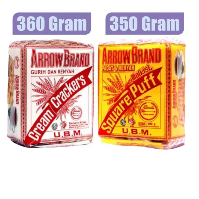 

UBM Arrow Brand Square Puff dan Cream Crackers Biskuit 350gram