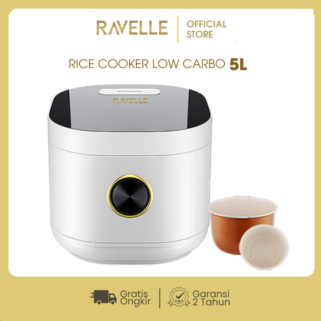 RAVELLE Rice Cooker Digital Low Carbo 1.8 Liter Nasi (5Liter) - Penanak Nasi - Low Watt