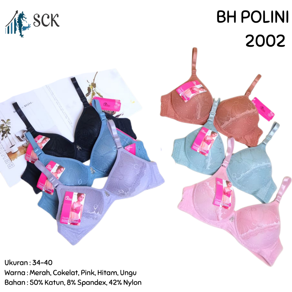 BH POLINI 2002 Warna ukuran 34-40 / BH Wanita Kait 2 / Pakaian Dalam