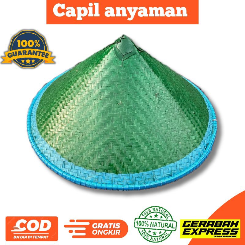 Capil petani anyaman warna hijau