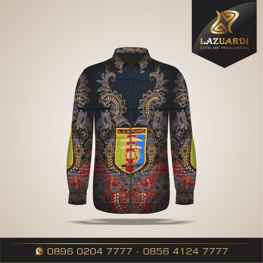 Batik Tulis Logo PemProv Lampung-Kain Batik Tulis Premium-Pola Kemeja-Batik Tulis Pekalongan - S.439