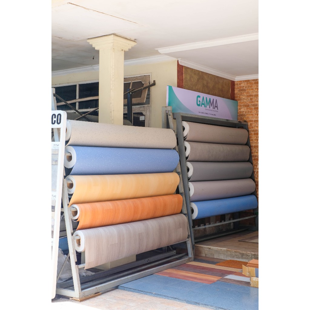 Gamma Vinyl Lantai Klinik Anti Bakteri / FLooring Roll Motif Wood / Lantai Vinyl Motif Concrete / Se