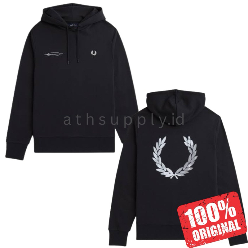 Fred Perry advantage perry black sweatshirt hoodie 100% Original