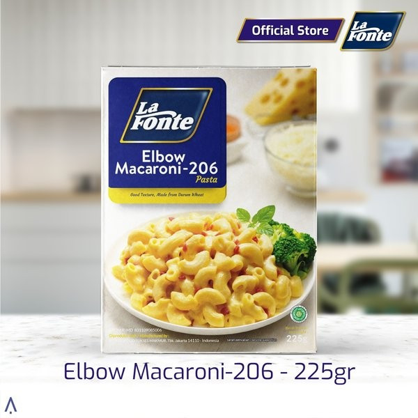 

La fonte elbow macaroni 206 225gr-Pasta Macaroni Siap Saji/instans